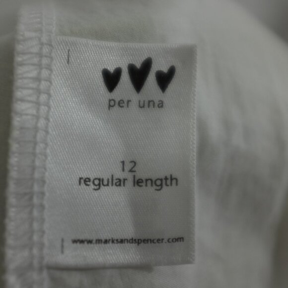 Per Una white Green Floral Sundress Elegant Summer Midi cotton Dress size 12 R - Picture 12 of 13